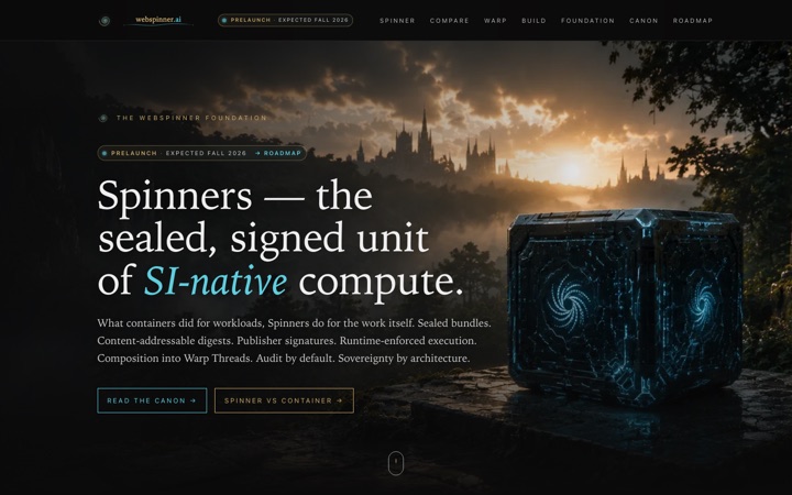 A screenshot of the Spinners home page